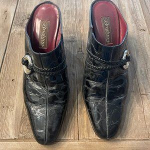 Vintage BRIGHTON MULE Black Patent Mule / Booties